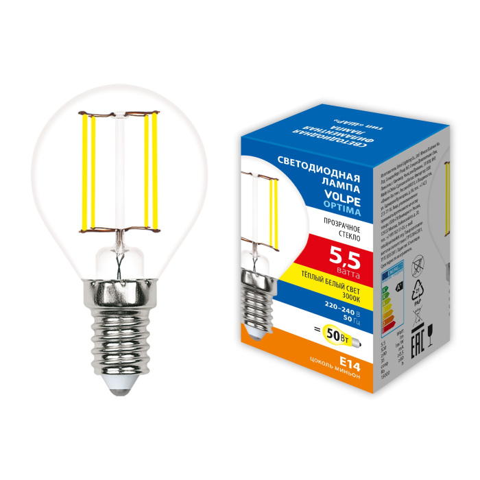 LED-G45-5,5W/3000K/E14/CL/SLF_