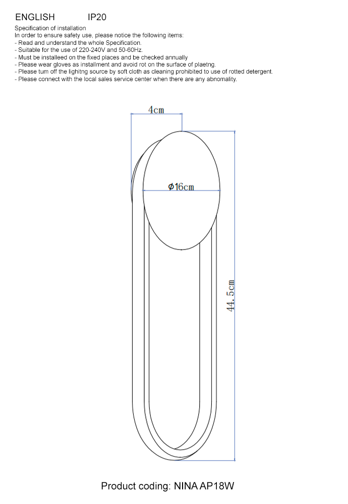 NINA AP18W LED BRASS Crystal Lux