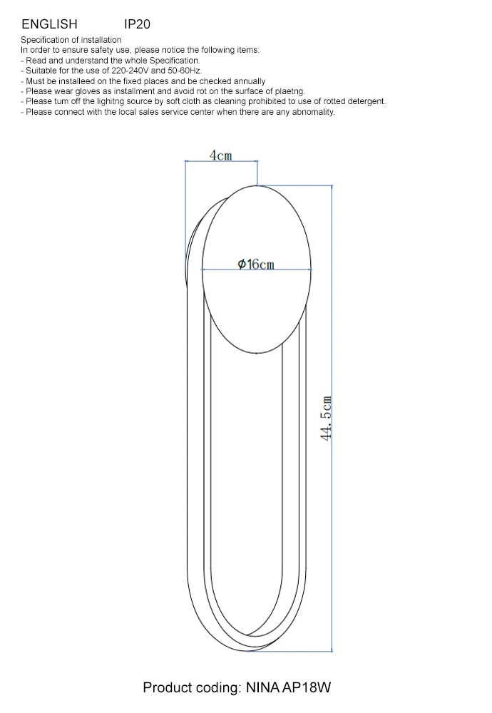 NINA AP18W LED BRASS Crystal Lux