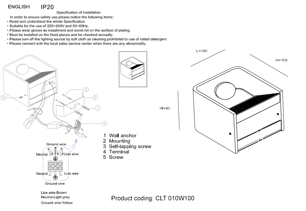 CLT 010W100 WH Crystal Lux