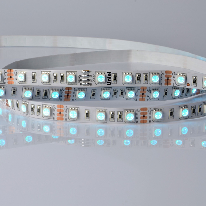 ULS-5050-60LED/m-10mm-IP20-DC24V-14,4W/m-5M-RGB катушка в герметичной упаковке Uniel