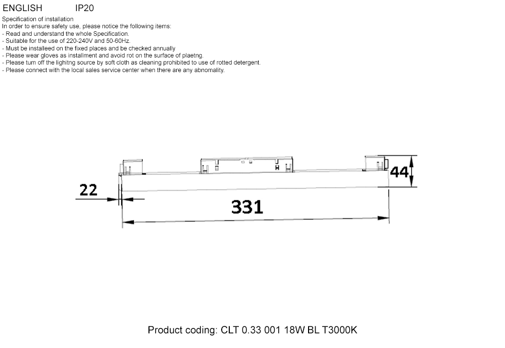 CLT 0.33 001 18W BL T3000K Crystal Lux