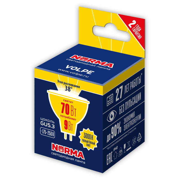 LED-JCDR-9W/3000K/GU5.3/38D/NR_