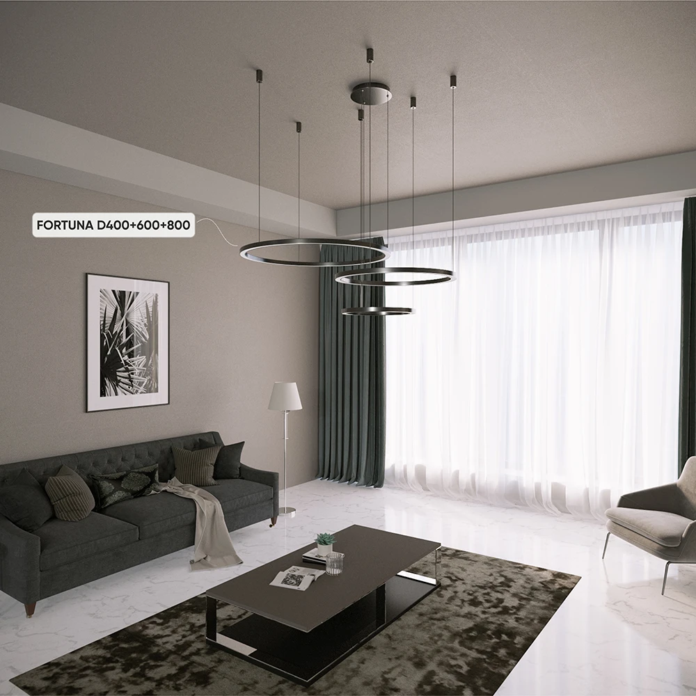 FORTUNA SP158W LED D400+600+800 BLACK Crystal Lux