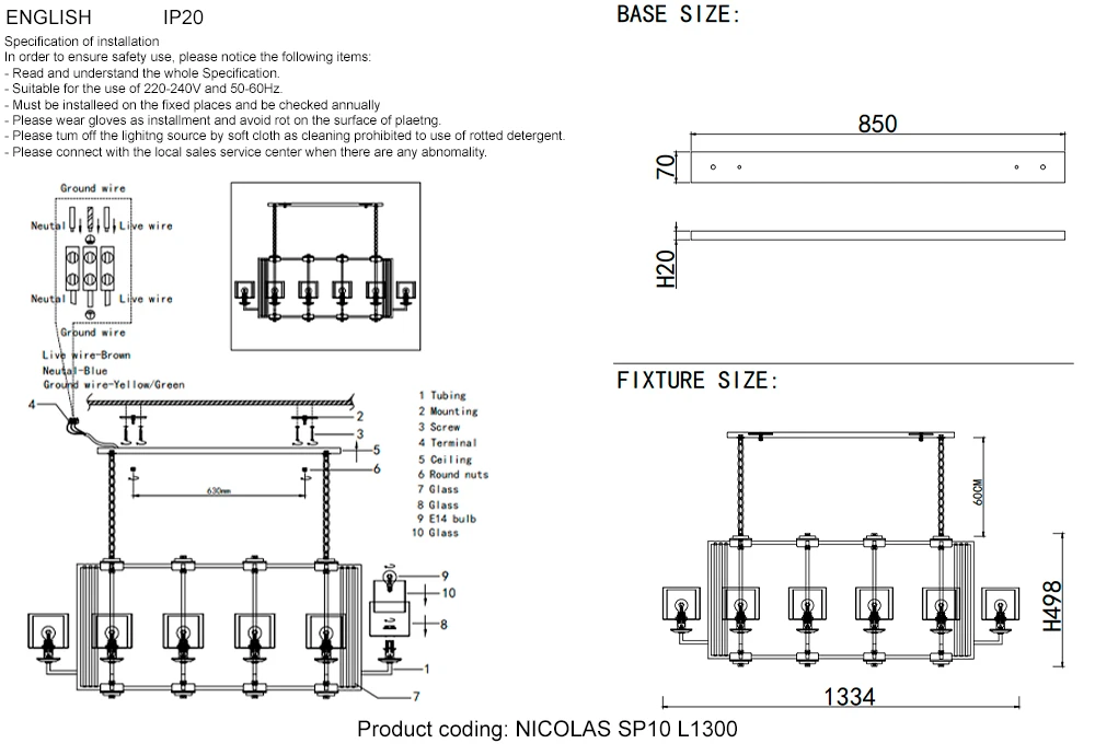 NICOLAS SP10 L1300 GOLD/WHITE Crystal Lux
