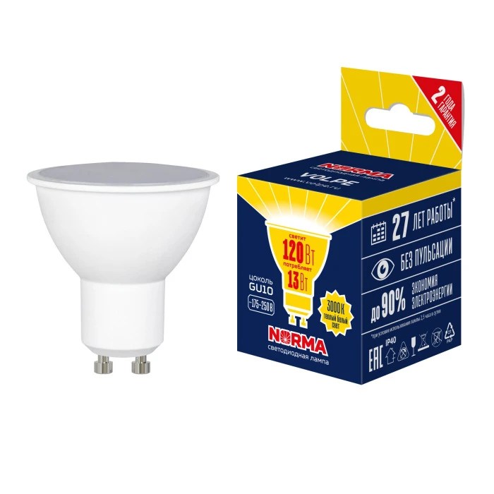 LED-JCDR-13W/3000K/GU10/NR Volpe
