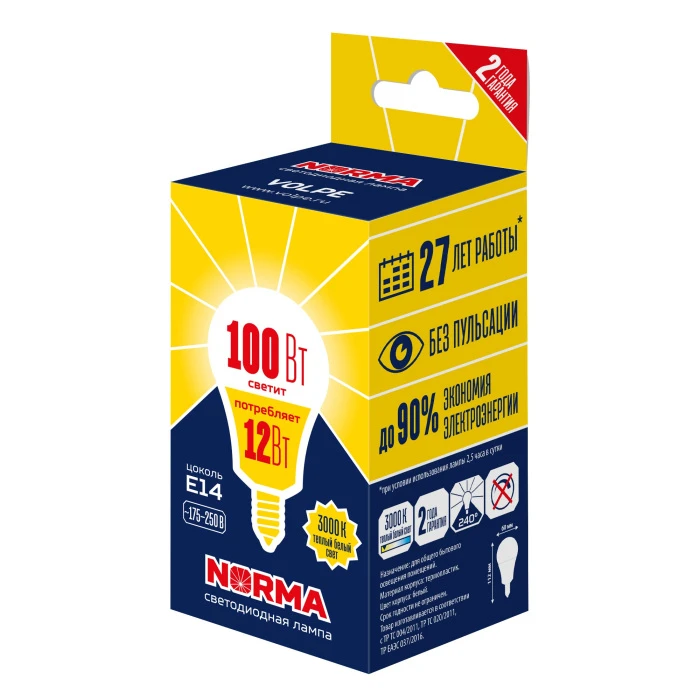 LED-G60-12W/3000K/E14/FR/NR Volpe