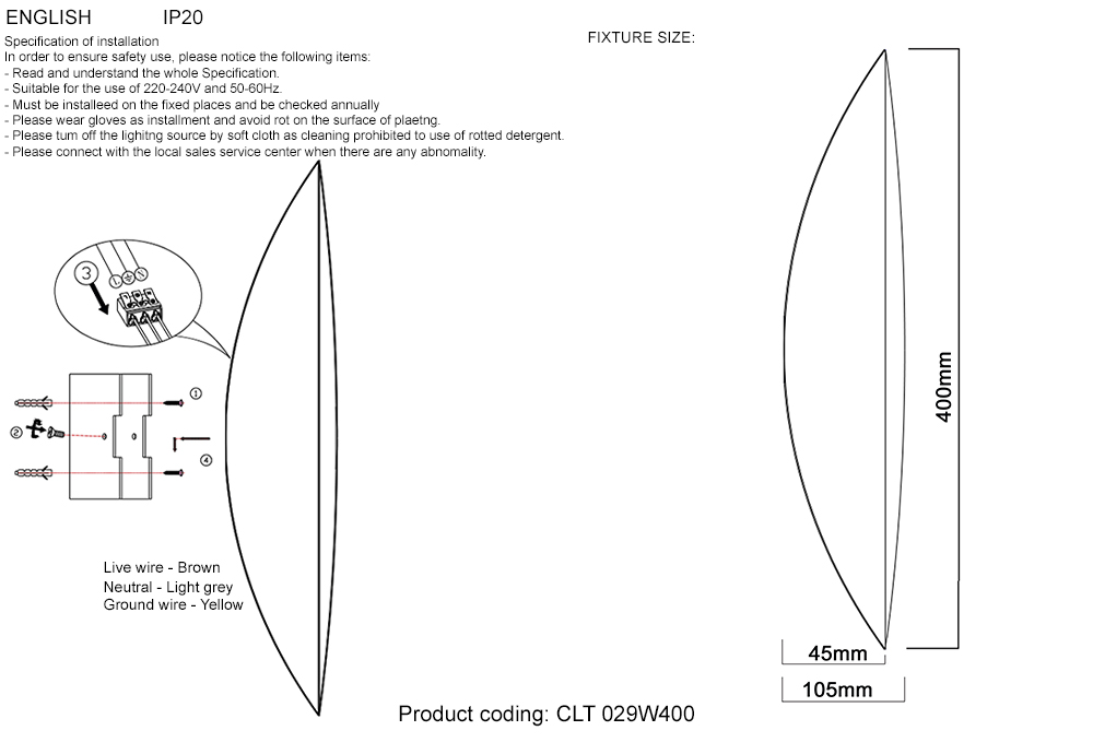 CLT 029W400 WH Crystal Lux