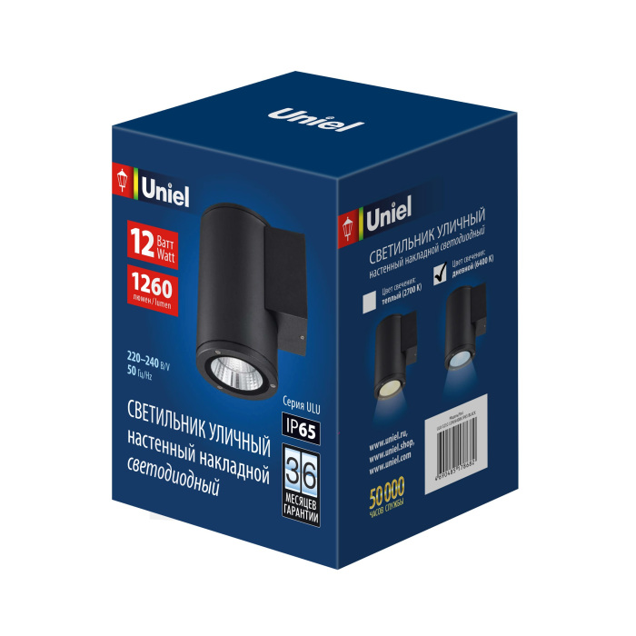 ULU-S21С-12W/6400K IP65 BLACK_