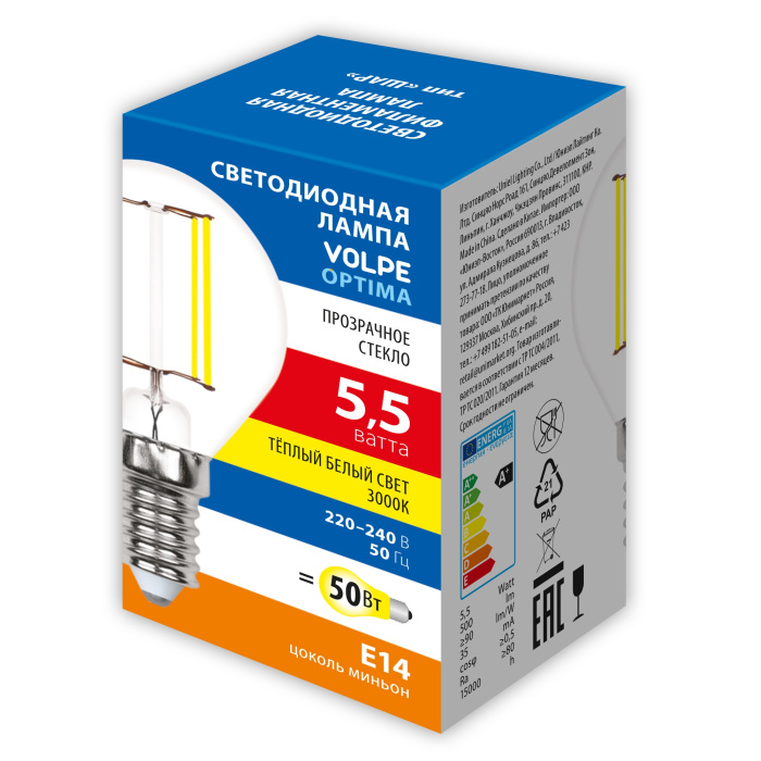 LED-G45-5,5W/3000K/E14/CL/SLF_