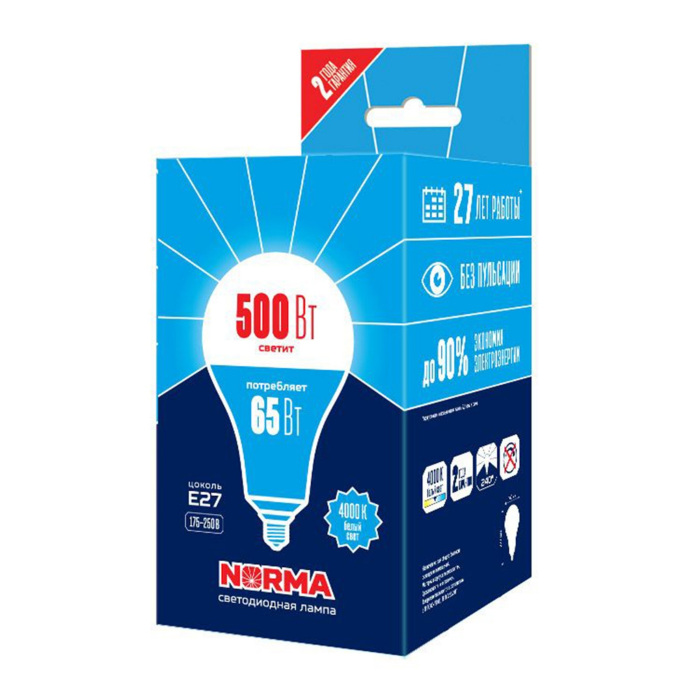 LED-A160-65W/4000K/E27/FR/NR картон_