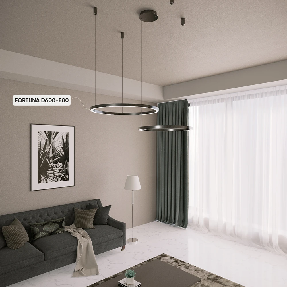 FORTUNA SP123W LED D600+800 BLACK Crystal Lux