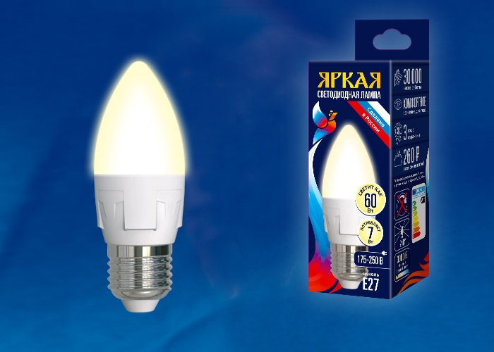 LED-C37 7W/WW/E27/FR PLP01WH картон_